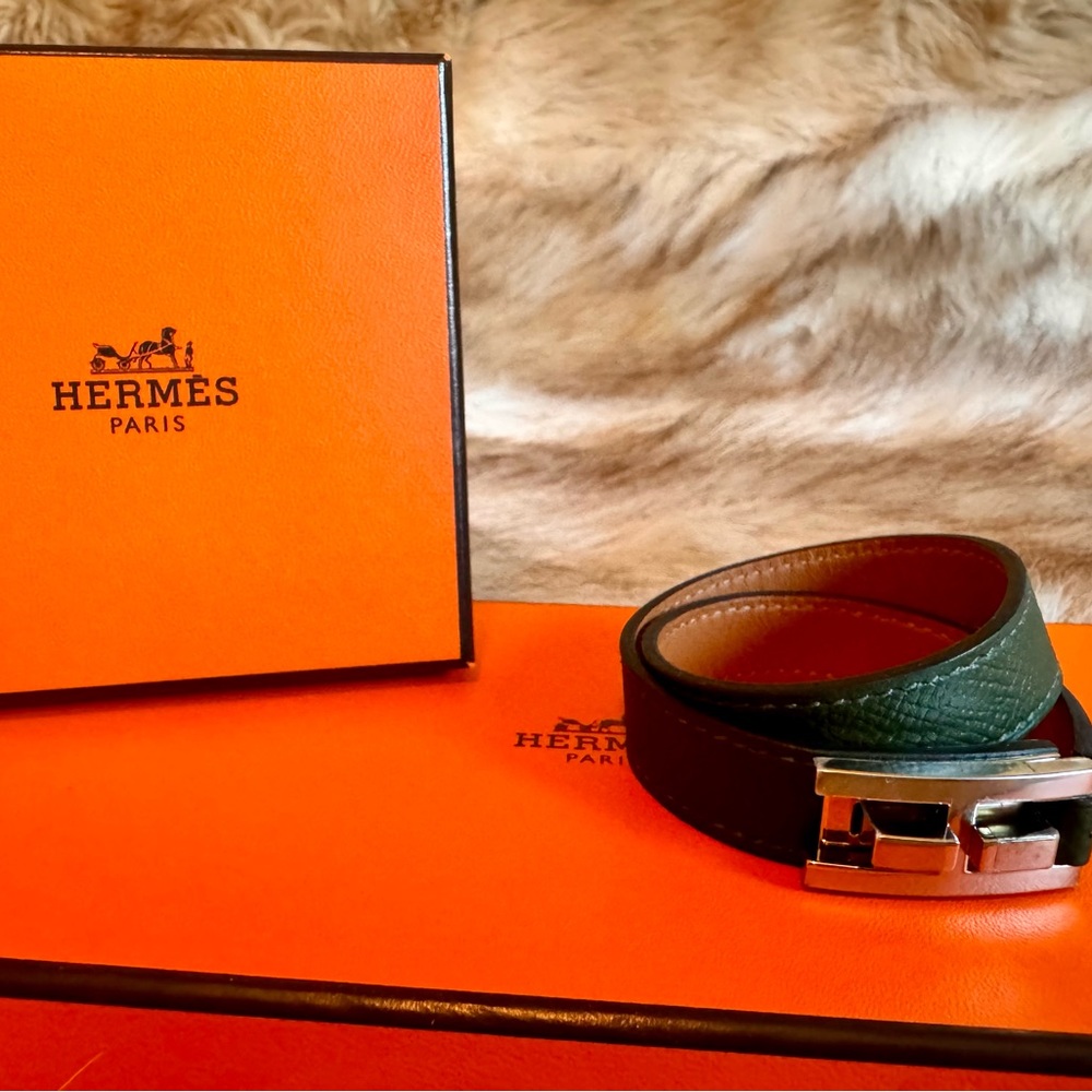 Hermes Drag Double Tour Bracelet 
In Vert Anglais (dark green)